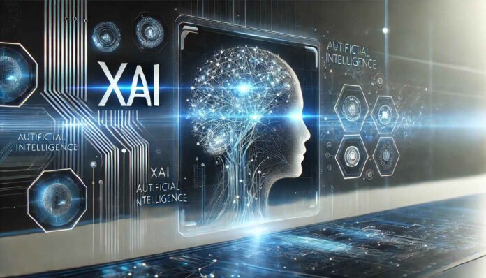 Graph showing xAI stock performance with upward trend and futuristic AI concept background